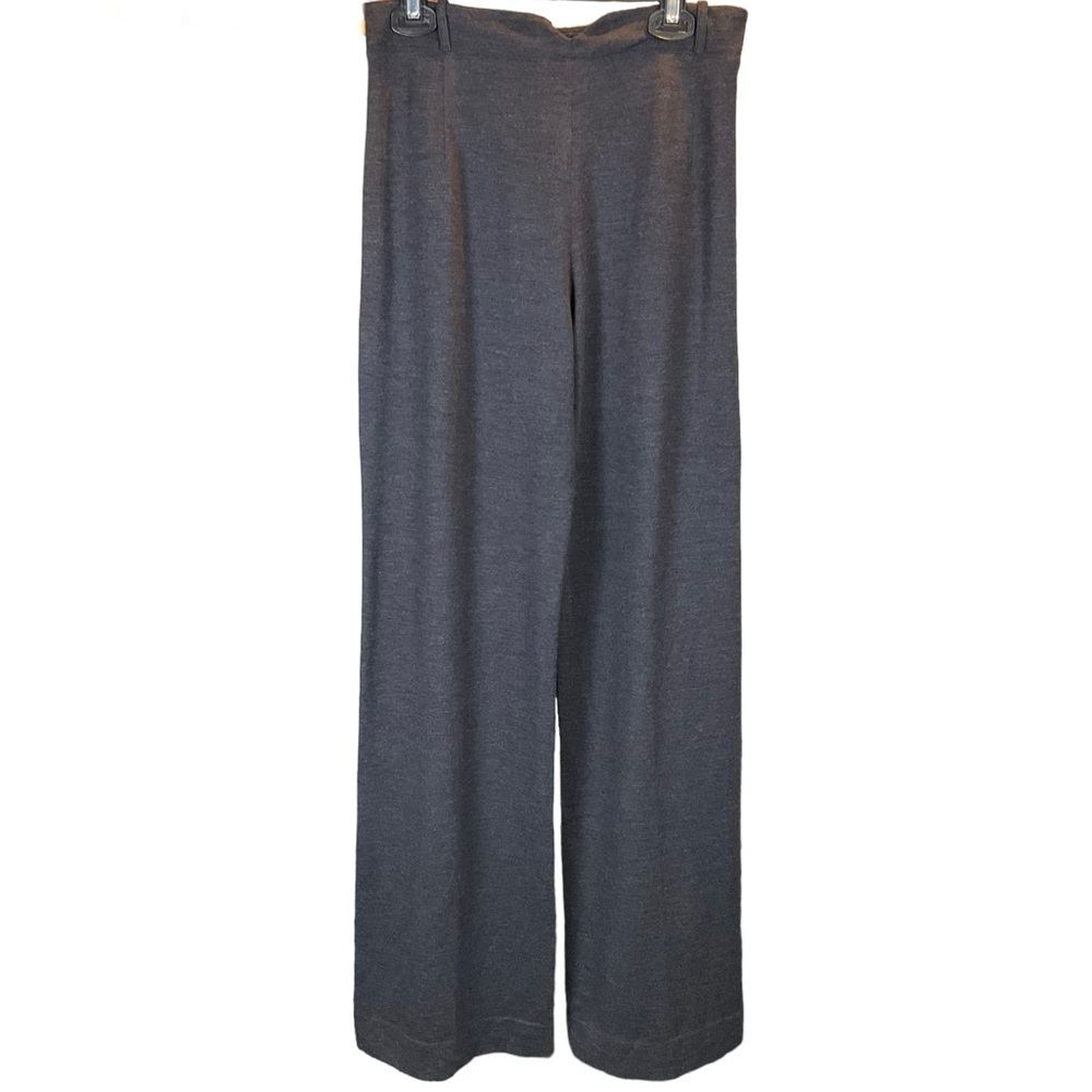 Faconnable Women’s High-Rise Wide Leg Trouser Gray Stretch Wool Dress Pa… - Picture 4 of 16
